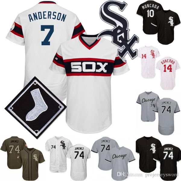 

#7 tim anderson jersey chicago jose abreu white sox moncada frank thomas nicky delmonico charlie tilson eloy jimenez michael kopech, Blue;black