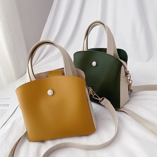 

wpkaw women's new 2019 advanced westernization winter hipster messenger all-match shoulder bucket package postman package shoulder bag, White