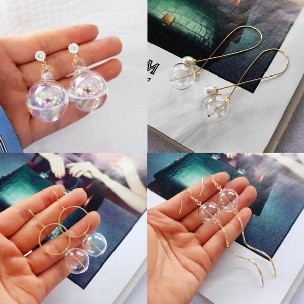 

pendientes mujer moda 2020 fashion jewelry new korean unique crystal glass zircon pearl earrings long bride earrings for women, Silver