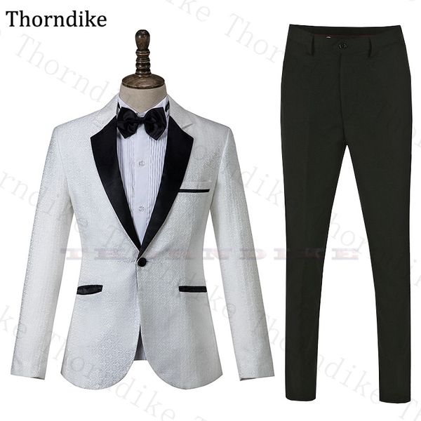 

thorndike white men wedding dress suits notched lapel party suit men custom made 2 pieces groomsmen suits casual slim fit, White;black