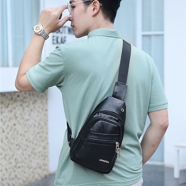 

muqgew mens bag cossbody fashion 2020 new versatile sports zipper travel commuting shoulder solid pu pack messenger bag pocket
