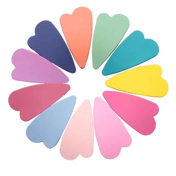 

2pcs snap hair clips matte heart hairpin for baby girl and women accessories for hair metal fashion barrettes 11 color 6.4 cm, Slivery;white