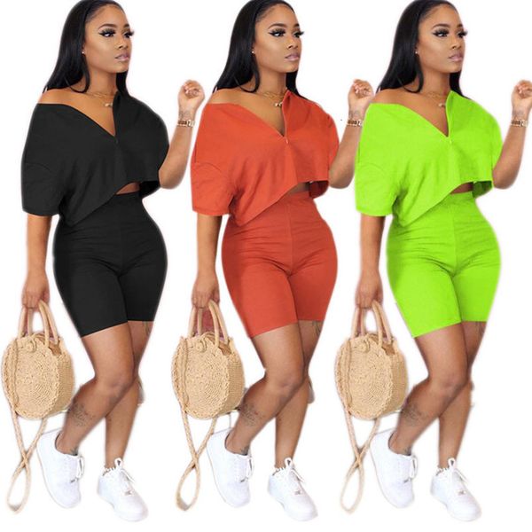 

plus size two piece set women clothes 2020 casual tracksuit crop biker shorts set lounge wear matching sets 2 piece outfits, Gray
