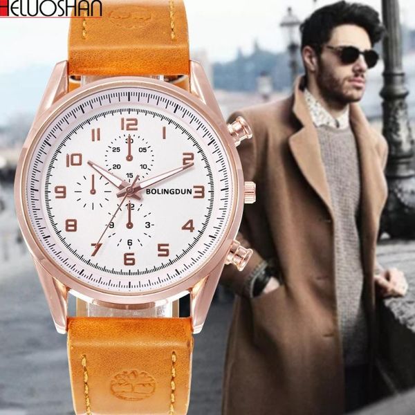 

reloj hombre con correa de cuero arabic watches meskie for men montre sport relogio masculino leather quartz, Slivery;brown