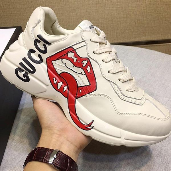 

2020 womens shoes sneakers scarpe da donna luxury fashion type rhyton sneaker leather big size chaussures de femme fast ship with origin box, Black