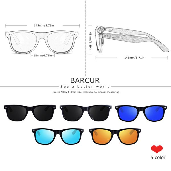 

barcur black walnut sunglasses wood polarized sunglasses men glasses men uv400 protection eyewear wooden original box, White;black