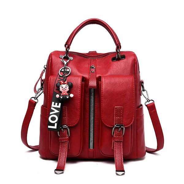 

flap backpack women casual pu leather shoulder bag for teenage girls multi-function small female ladies school backpack mochila