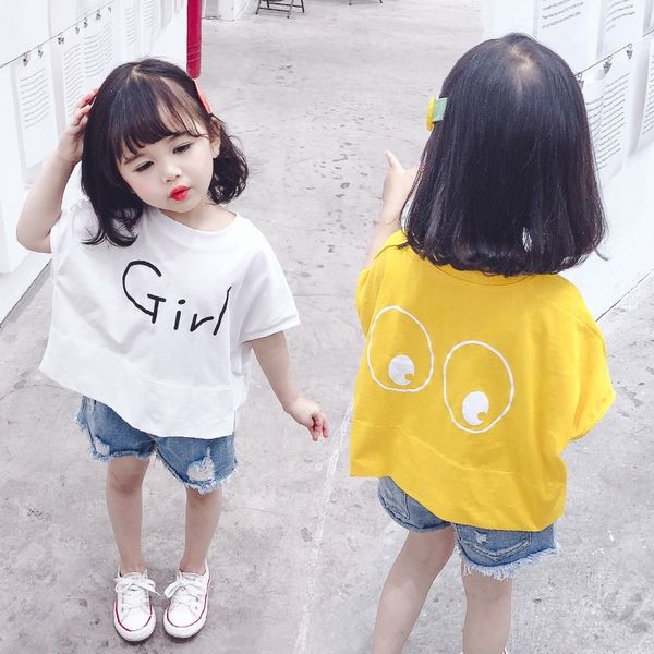 

y6ahf носить женщина с короткими рукавами для детей 2020 летом нового т- для маленьких девочек случайного круглых детских футболок детской о, Blue