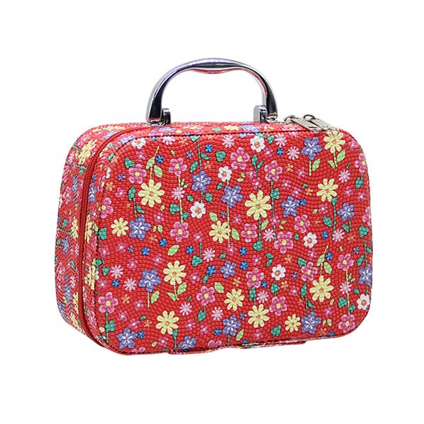 

korean floral travel case portable lady storage storage cosmetic bag wash bag portable small lady cosmetic case, White