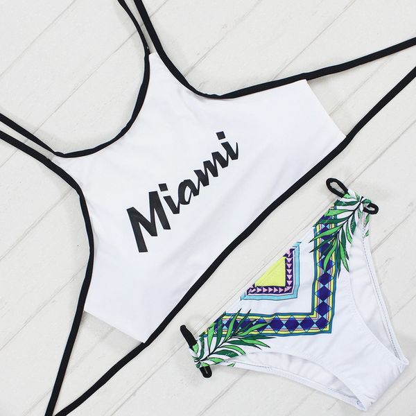 

майами печати бикини 2020 sexy купальники низкой талией купальники для женщин купальники summer beach wear майо de bain, White;black