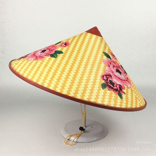 

pastoral labor sun straw outdoor tourism sun pointed printed plastic hat straw hat, Blue;gray