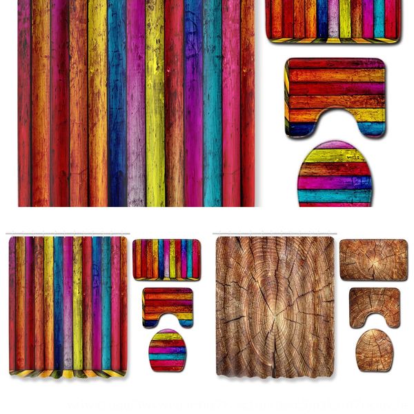 

3d tree grain bathroom shower curtain wood grain bathroom suit shower curtain toilet mat