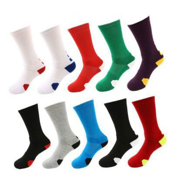 

men classic socks mens designer high- towel-bottom sport style socks men 2020 casual breathable basketball sock, Black