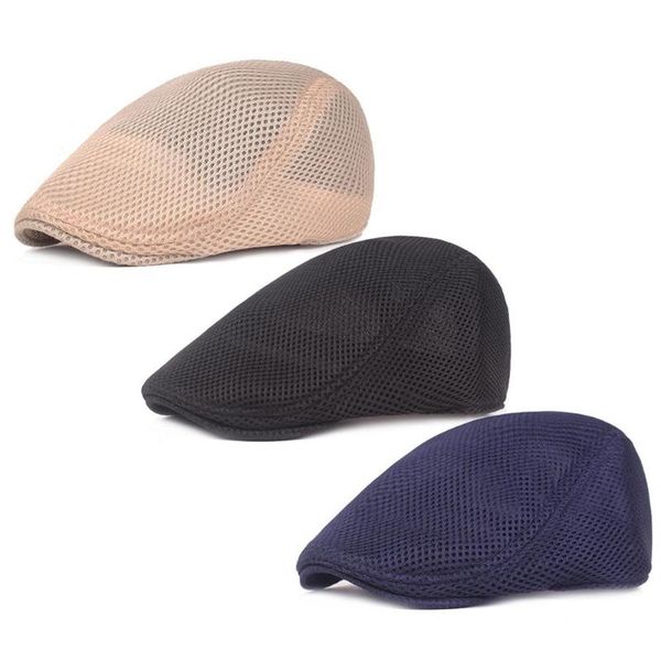 

summer women newsboy ivy flat cap visor hat sunhat for men casual mesh cotton breathable solid plain female male beret flat caps, Black;white