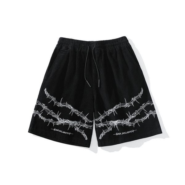 

men's wear high street hip-hop high street black personality gothic shorts tide knee length pants for men and women 9y1308, White;black