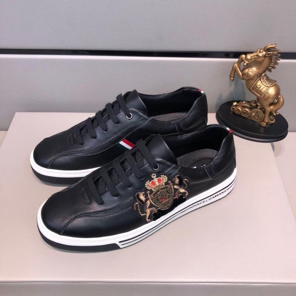 

2020o luxury high-end printed men's leather low-daily sports shoes, high-quality casual wild tide shoes, size: 38-45, Black