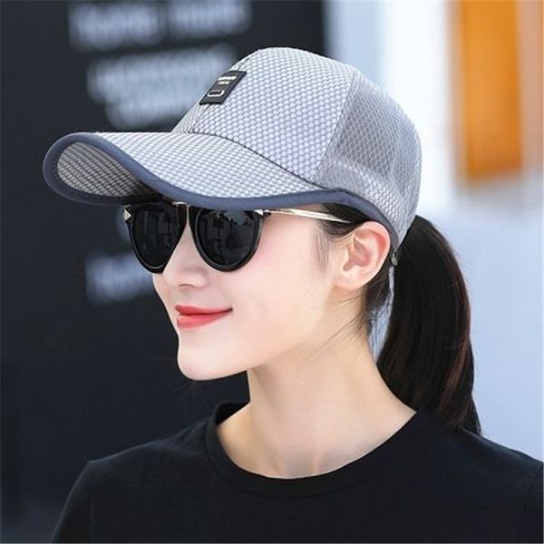 

women's summer sunscreen baseball screen outdoor net leisure all-match baseball cap cap men's sun hat sun hat, Blue;gray