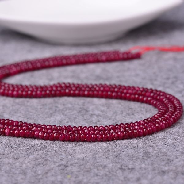 

2*4mm disc deep red treasure chalcedony section facet disc bead partition semi-finished products with beads scattered beads, Silver