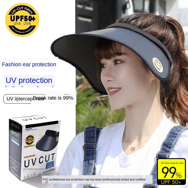 

ml8ms south korea dzp empty women's uv-proo uv ear protection travel sun hat large fashion face xia korean dzp empty hat women's b, Blue;gray