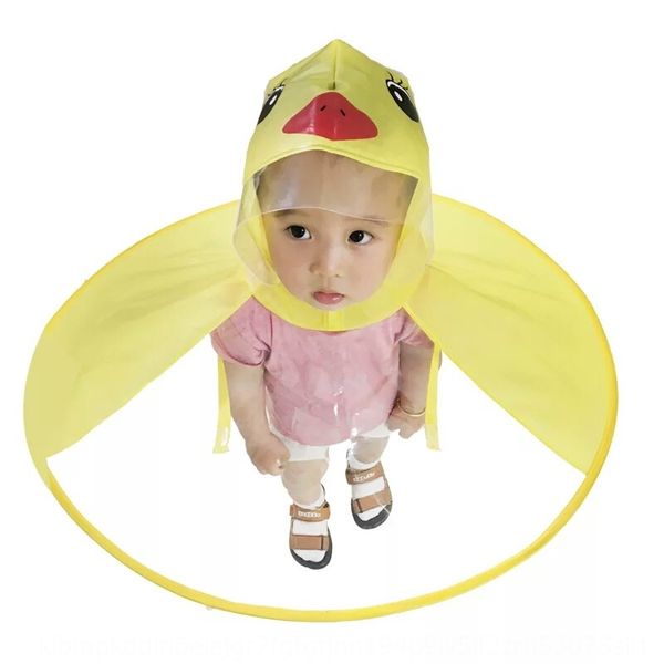 

tiktok children's ufo raincoat yellow cloak duck kindergarten cloak baby ufo umbrella non-disposable poncho, Red;brown