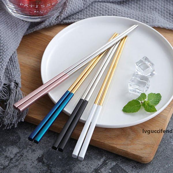 

304 stainless steel chopsticks portuguese tableware household anti-skid anti-scalding chopsticks square plating nordic style chopsticks 57