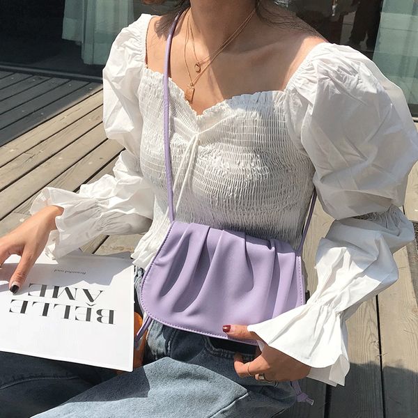 

3t0oi messenger messenger folding package female folding cloud female ins super fire 2020 stall niche fashion brand saddle bag fairy series, White