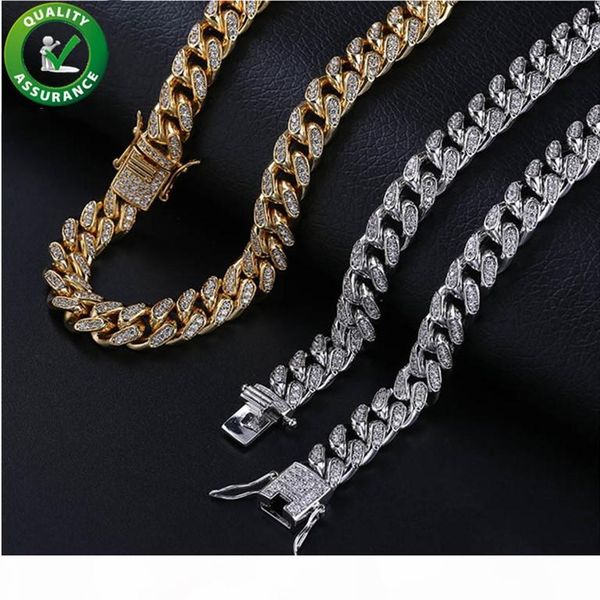 

iced out chains designer necklace hip hop jewelry mens gold chain diamond cuban link luxury designer style charms fashion wedding accessorie, Silver
