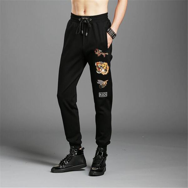 

new men cotton pants male trousers tiger style sweatpants2020, Black