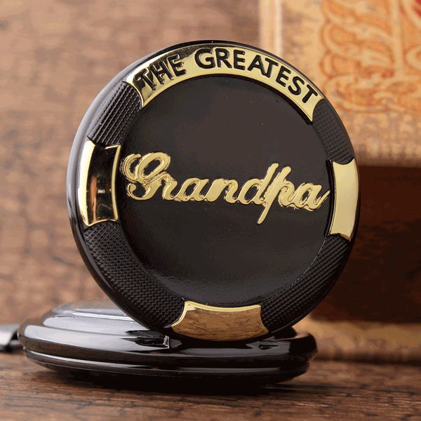

retro antique watches the greatest grandpa design men's analog quartz pocket watch grandfather gift pendant chain big rome number dial, Slivery;golden