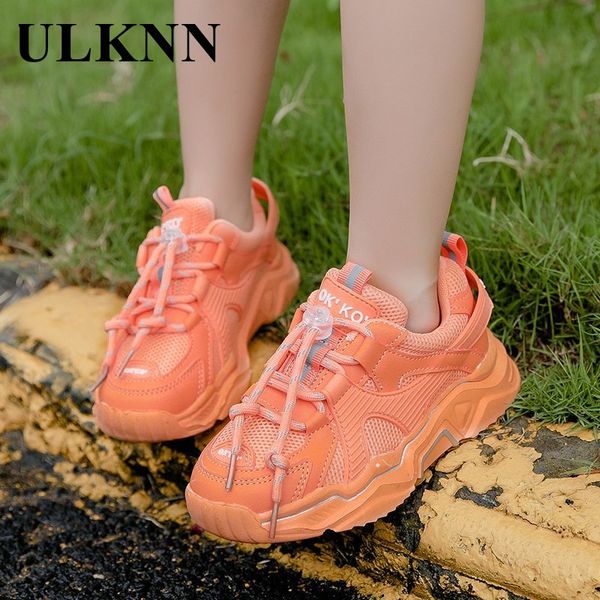 

ulknn kids shoes girls casual shoes leather mesh children sneakers autumn outdoor students running sneakers boys school, Black