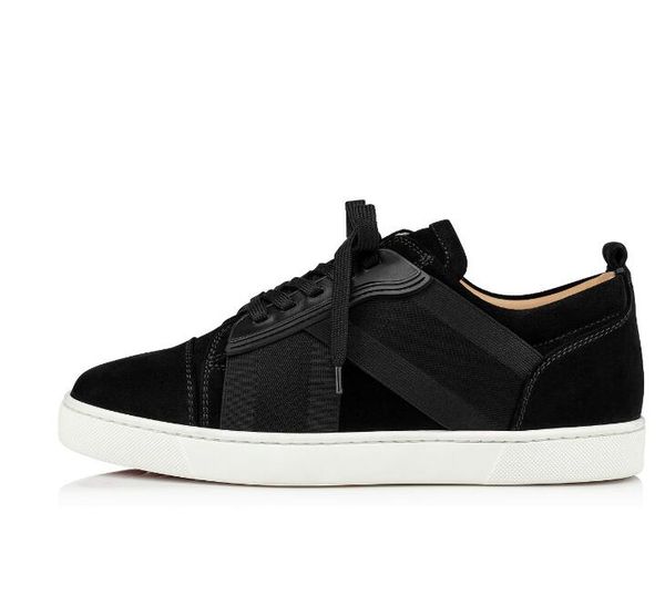 

20 brand designer luxury mens red bottoms shoes studded spikes low flats casual sneakers for men leisure trainer footwear party dress leathe, Black