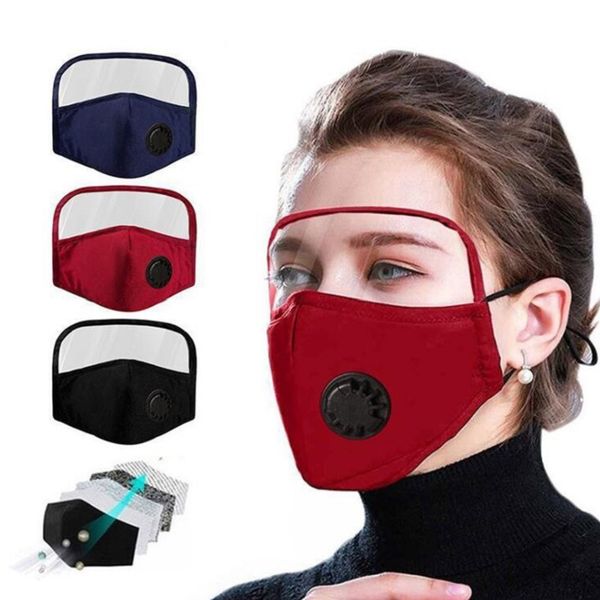 

2 in 1 face mask with eye shield anti dust facemask 2 layers dustproof washable cotton valve mask cycling reusable face mask protective