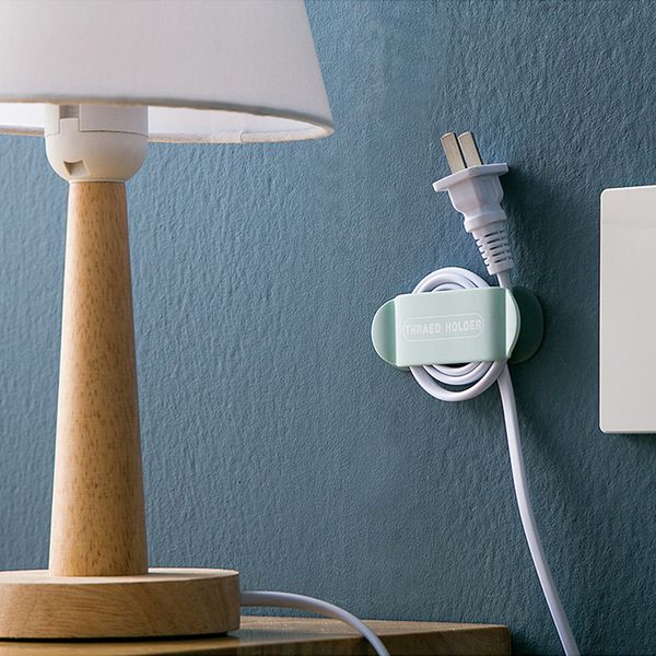 

wire clamp plug hook bracket cable clip 4 per set data cable winder trace-less hole adhesive hook storage multi-function hot