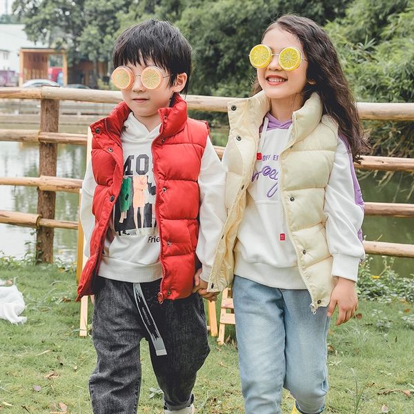 

2019 зима новый детский вниз хлопка жилет открытый износ стойки воротника средних большой детский мужского и женского пола ребенка жилет жил, Camo