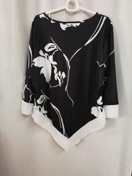 

blusas mujer de moda 2020 blouse fashion women casual v neck print blouse long sleeve irregular loo blouses bb3m, White