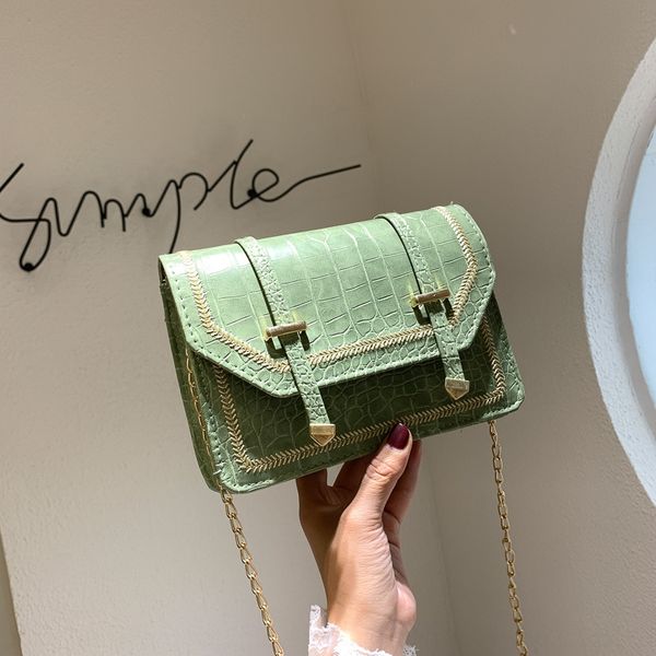 

shoulder women 2020 new chain messenger korean style all-match western style shoulder bag crocodile pattern net red square bag, White