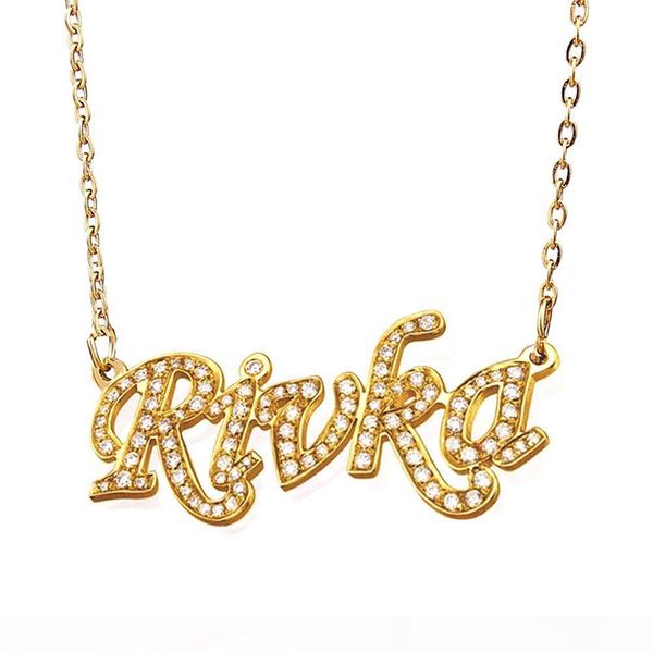 

custom name necklace personalized with iced out cubic zirconia for women s925 sterling silver pave any language nameplate customized 2694