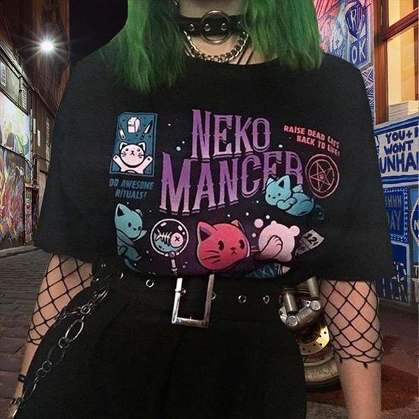 

fun cartoon casual gothic hip hop ulzzang street dropshipping album regular print harajuku tees punk tshirt femme clothes, White