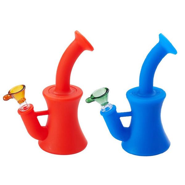 

Silicone bong glass percolator with 14.4mm joint bowl bubbler water pipe oil rig glass smoking pipes tobacco bongs free Shipping FY2263
