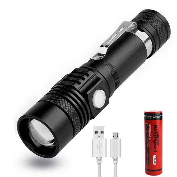 

flashlights torches xml t6 high power led zoomable mini rechargeable usb 18650 torch portable light camping lamp