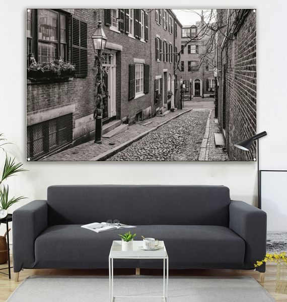 

small alleys with paintings and flags, living room decoration, sofa background 600d, 4 buttons, 100 * 150cm