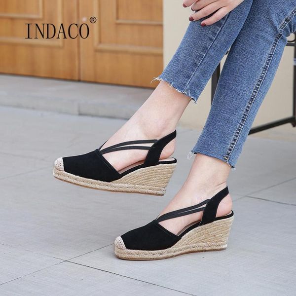 

women wedge sandals platform leather sandals women summer shoes 6.5cm, Black