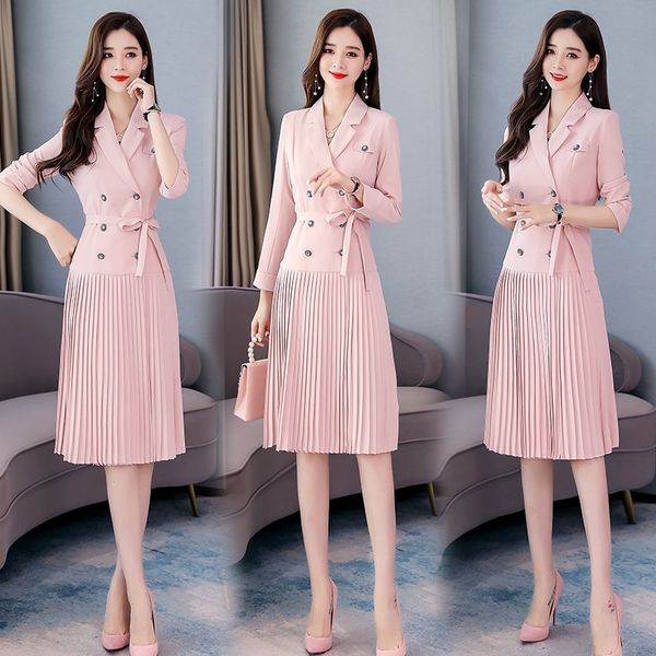 

women's mid-length trench 2020 windbreaker coat autumn new pleated slim fit chic waist slimming double-breasted coat korean style, Tan;black