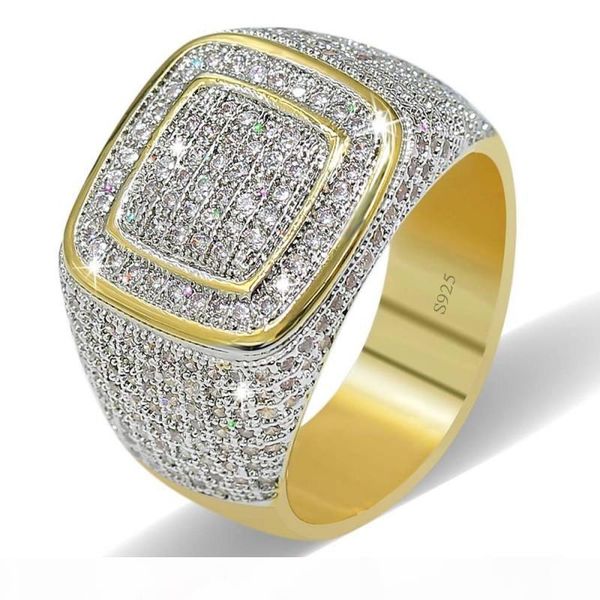 

luxury men wedding band ring yellow gold filled white cubic zirconia fashion jewelry gift for engagement party size8-13 ing, Slivery;golden