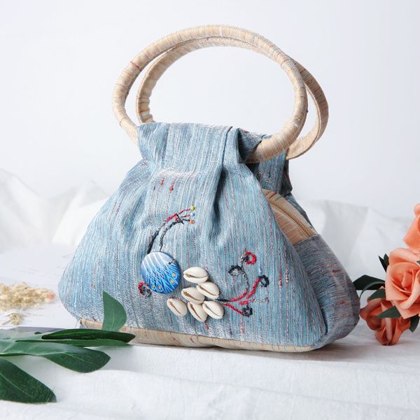 

ручная вышивка peacock женщины canvas tote декоративные раковины дамы сумочку моды ретро лето освежающий элегантный мешок