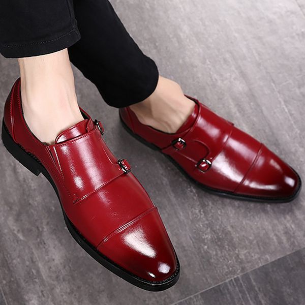 

men formal leather 2019 new arrival comfortable pointed toe designer shoes male buckle strap big size 38-48 cx200731, Black