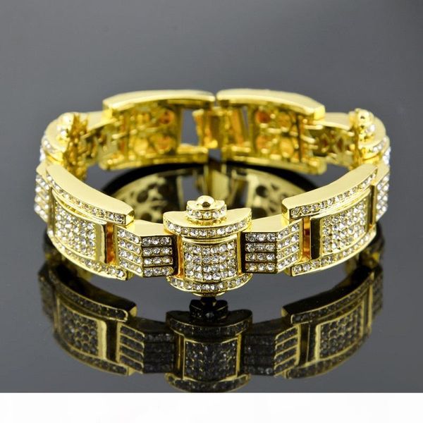 

mens hip hop браслеты ювелирные изделия iced out золото серебро браслет нового способа имитации алмазный кристалл браслет, Black