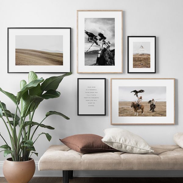 

grassland falcon kazakh nomadic culture wall art canvas painting nordic posters and prints wall pictures for living room decor