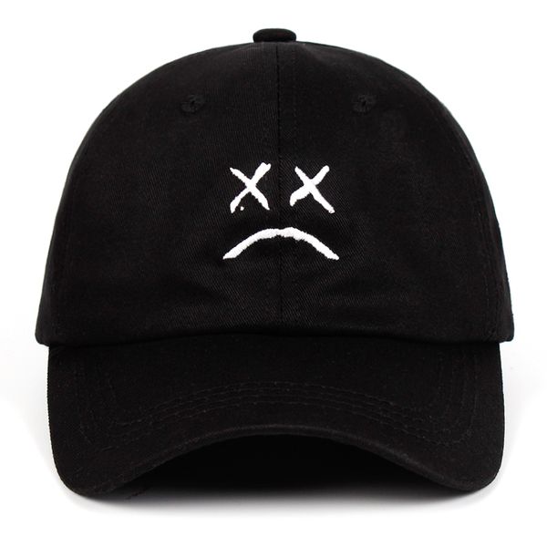 

дизайнер hat вышивки 100% хлопок бейсболка sad face hat hip hop cap гольф любовь lil.peep snapback женщины мужчины бесплатная доставка, Blue;gray