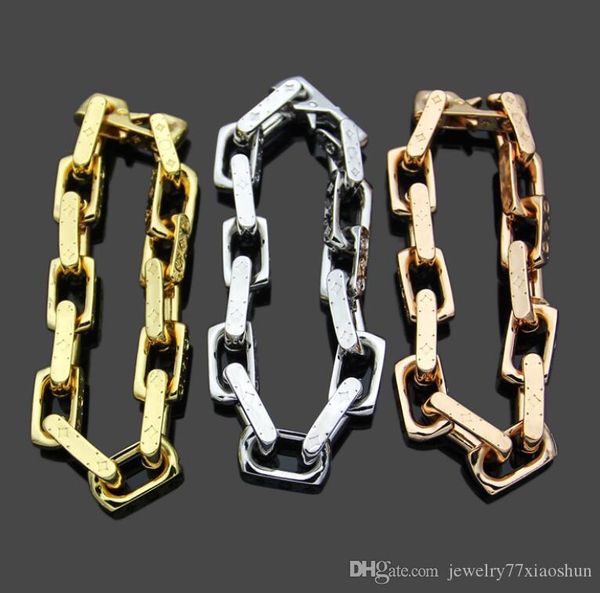 

fashion men's r v bracelet square chain carved four style color colored titanium steel jewelry, Black